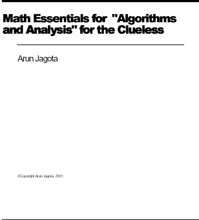 Cover image for Math Essentials for Algorithms and Analysis for the Clueless